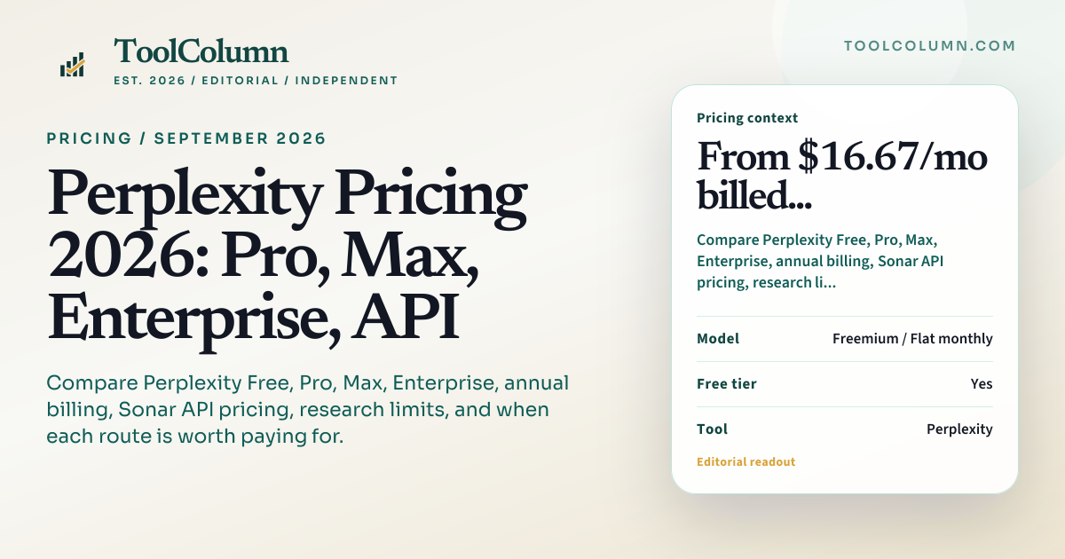 Perplexity Pricing 2026: Pro, Max, Enterprise, API | ToolColumn